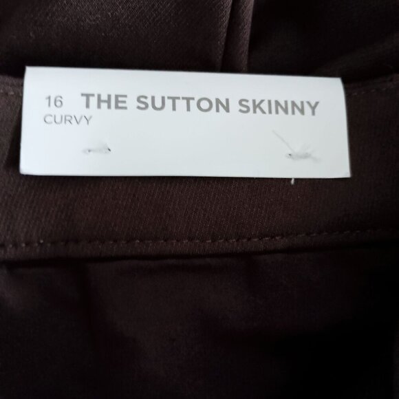 Ann Taylor LOFT Pants 16 Brown Sutton Skinny Curvy Fit Stretch Flat Front NWT - Picture 3 of 9